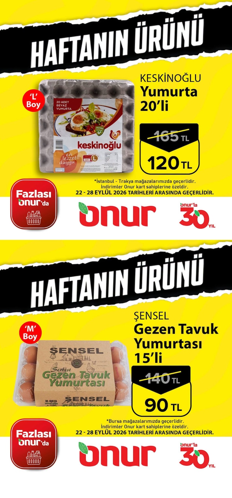 Onur Market 22 Eylül 2026 Haftanın Ürünü