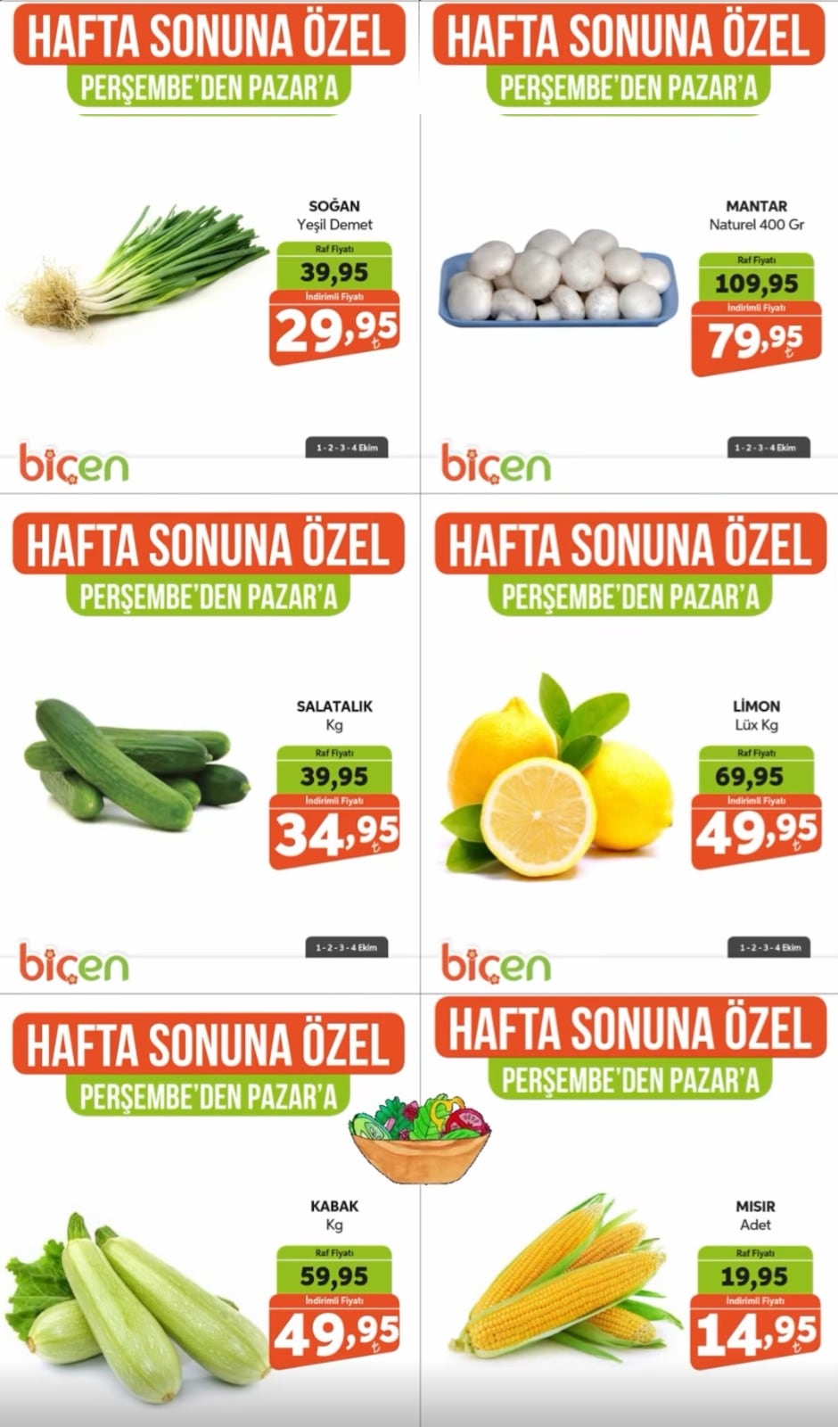 Biçen Market 1 Ekim 2026 Hafta Sonu İndirim Broşürü