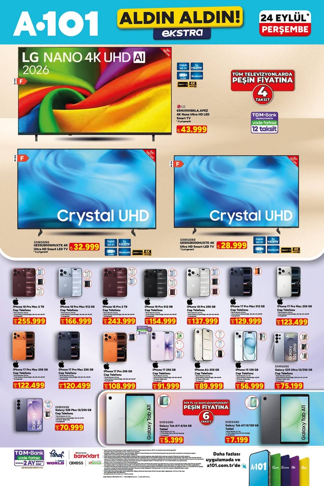 A101 24 Eylül 2026 Aldın Aldın Ekstra Broşürü