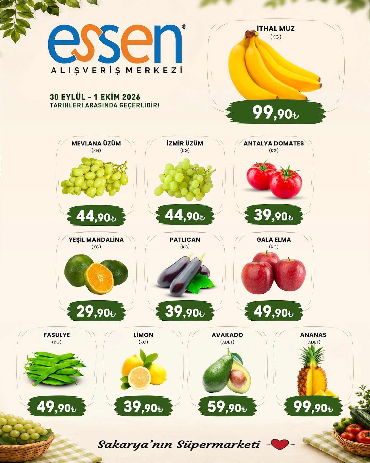 Essen Avm 30 Eylül 2026 Manav İndirimleri