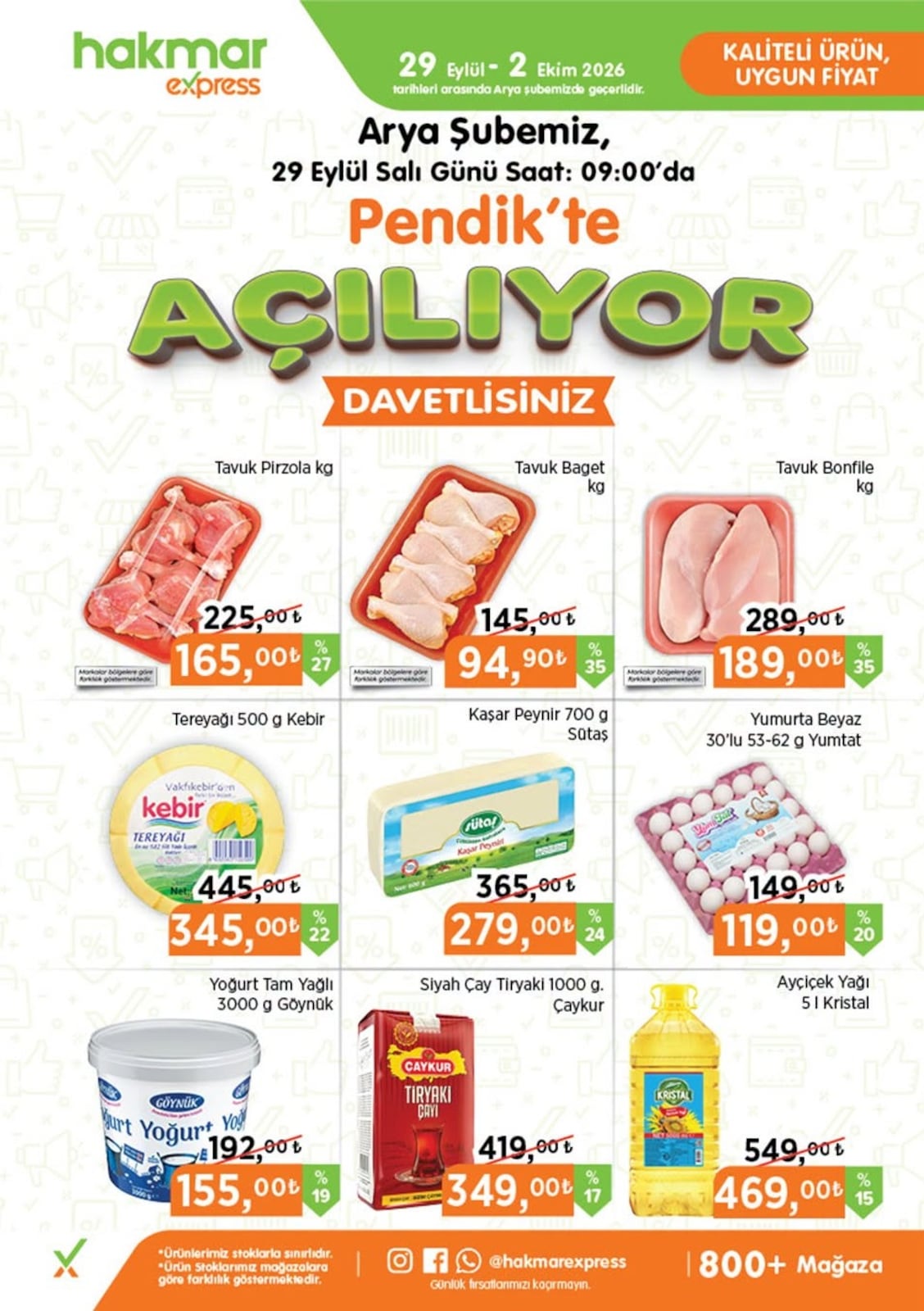Hakmar Express 29 Eylül 2026 Pendik/Arya Mağazası Açılış İndirim Broşürü